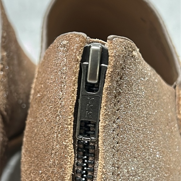 SOFFT Carleigh Metallic Tan Leather Peep Toe Block Heel Shootie Sandals - 8 - Picture 7 of 11